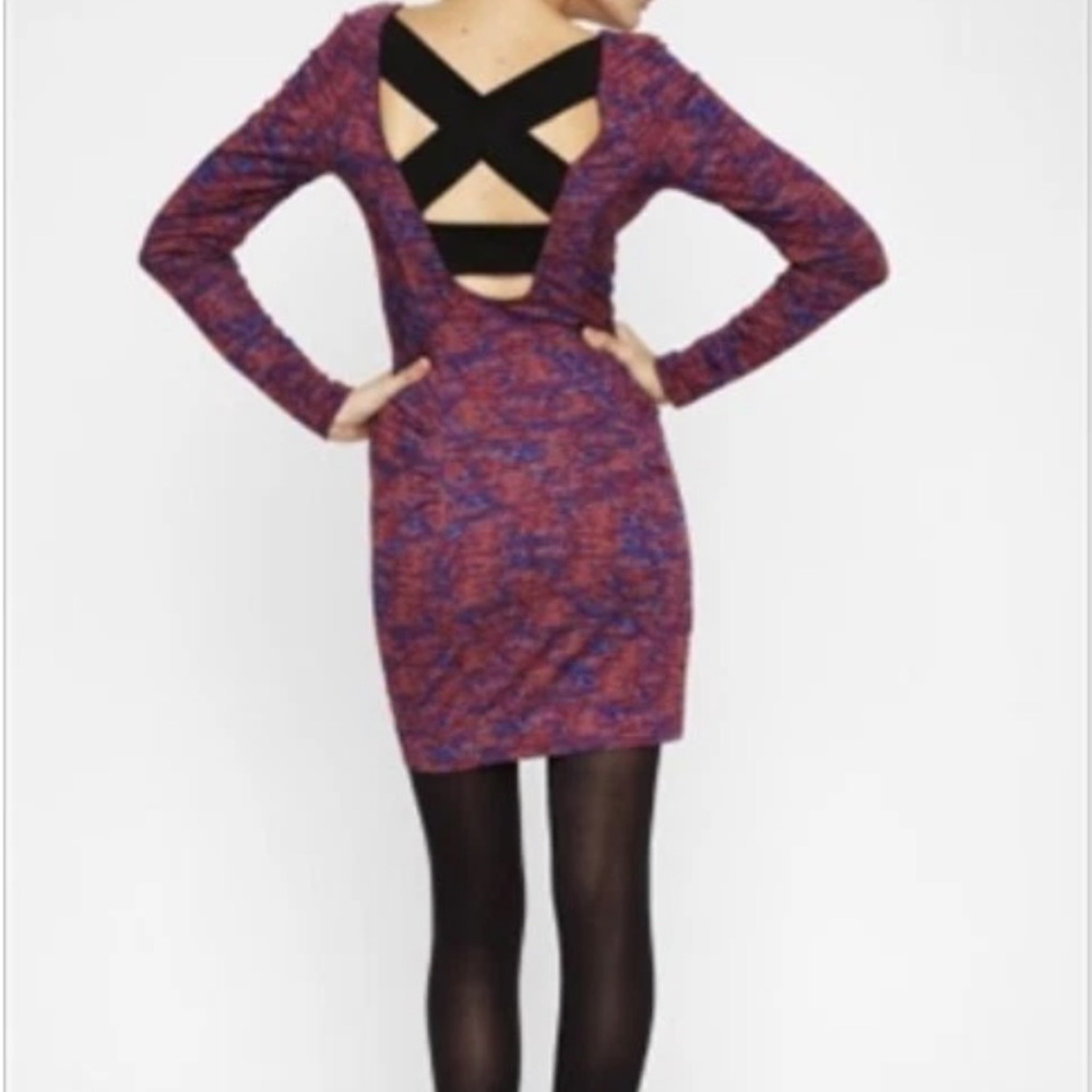 BCBGeneration Mini Bodycon Dress Women’s XS Long Sleeve Y2K Edgy Holiday Party